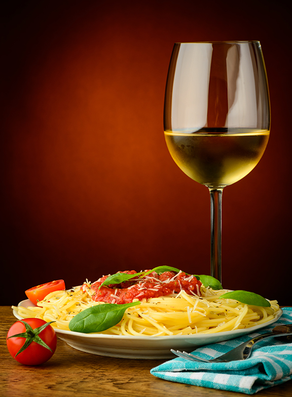 Italian Pasta And White Wine